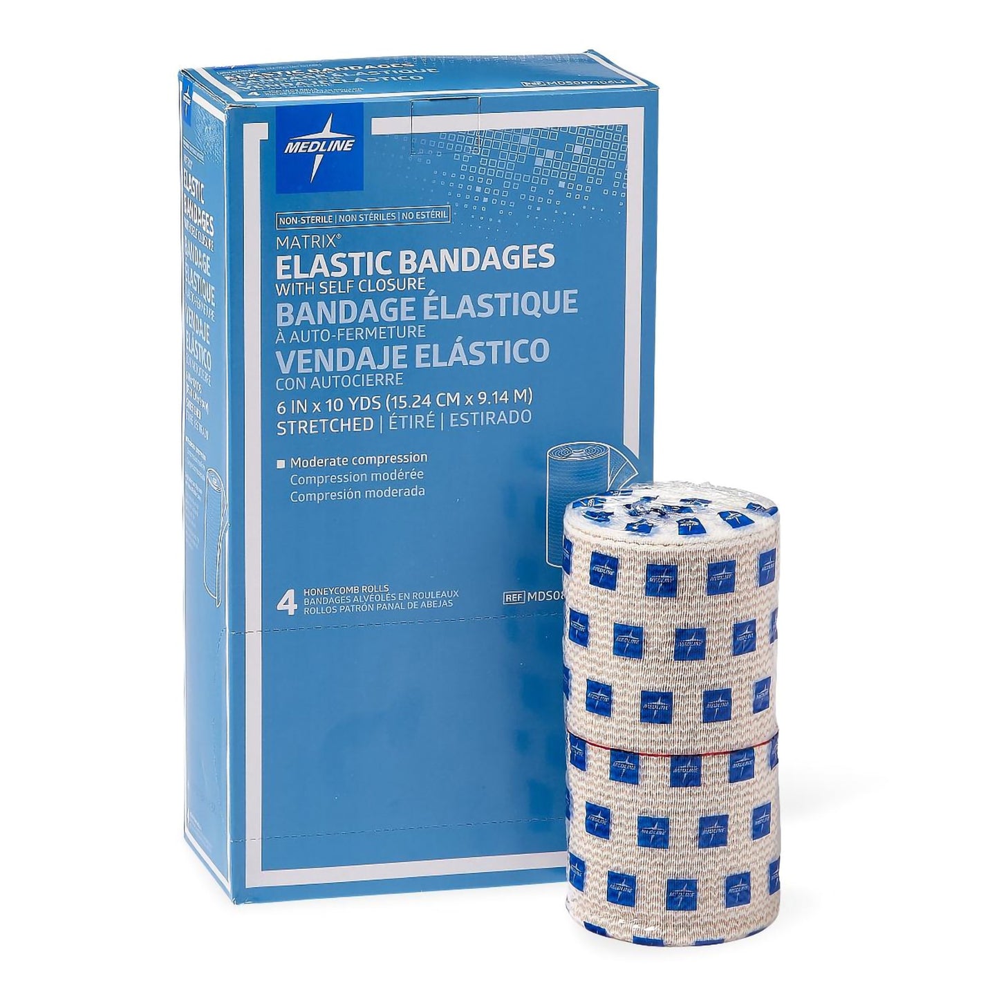 Medline Matrix Double Hook and Loop Closure Elastic Bandage, 6 Inch x 10 Yard MDS087106LF, 1 Each