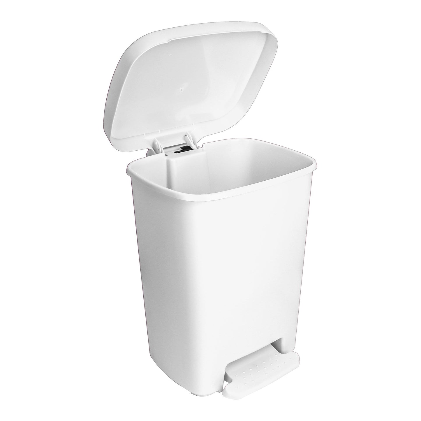McKesson Waste Can with Step-On Pedal, Plastic, White, 14.37 x 15.16 x 18.9 Inch 16-25269