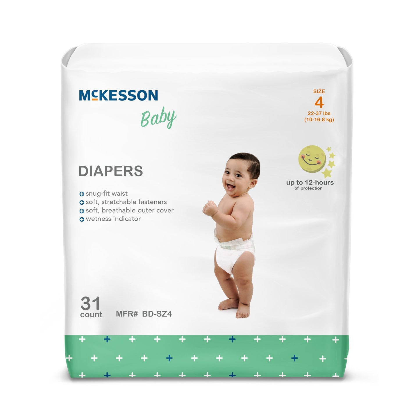 Unisex Baby Diaper McKesson Size 4 Disposable Heavy Absorbency - BD-SZ4