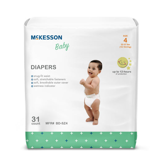 Unisex Baby Diaper McKesson Size 4 Disposable Heavy Absorbency - BD-SZ4
