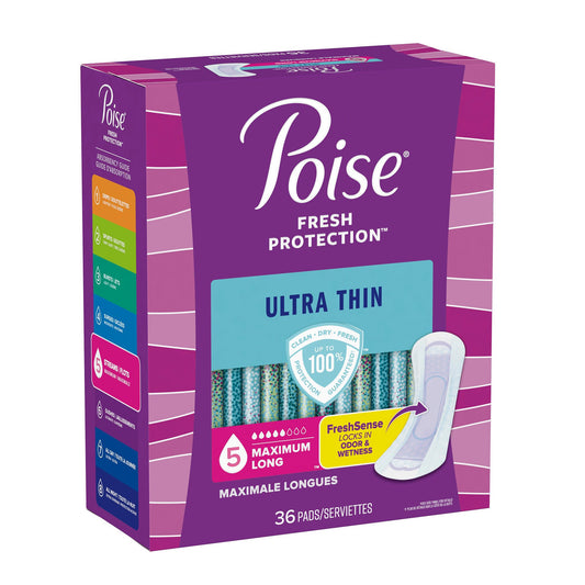 Bladder Control Pad Poise® Fresh Protection™ Ultra Thin 14.1 Inch Length Heavy Absorbency Sodium Polyacrylate Core One Size Fits Most - 54352
