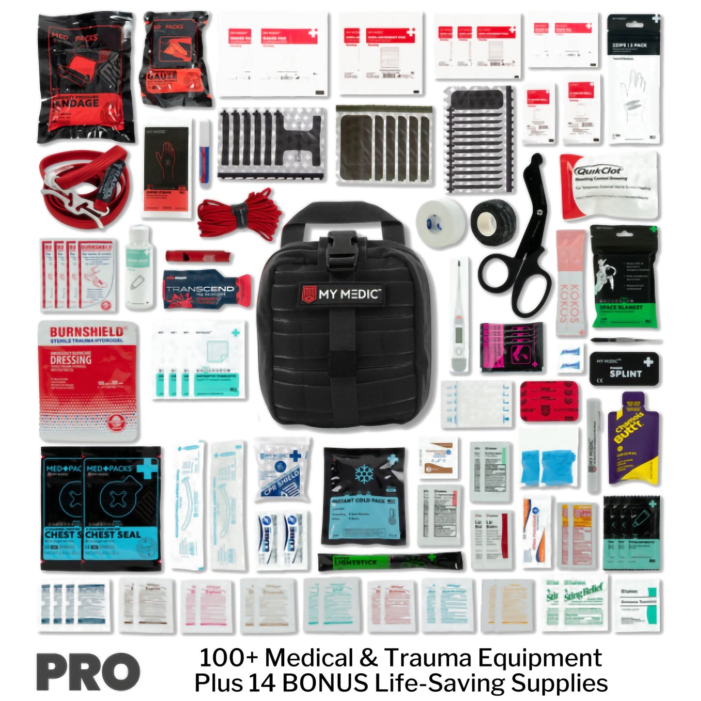 My Medic MYFAK Pro First Aid Kit, Trauma & Medical Supplies for Survival, Black MM-KIT-U-MED-BLK-PRO-V2