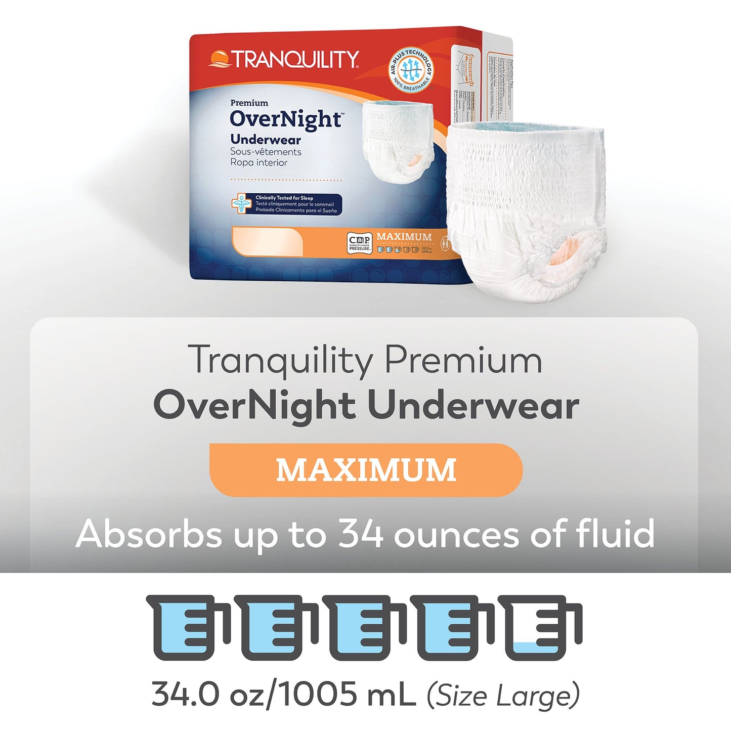 Tranquility Premium OverNight Disposable Absorbent Underwear, Large 2116