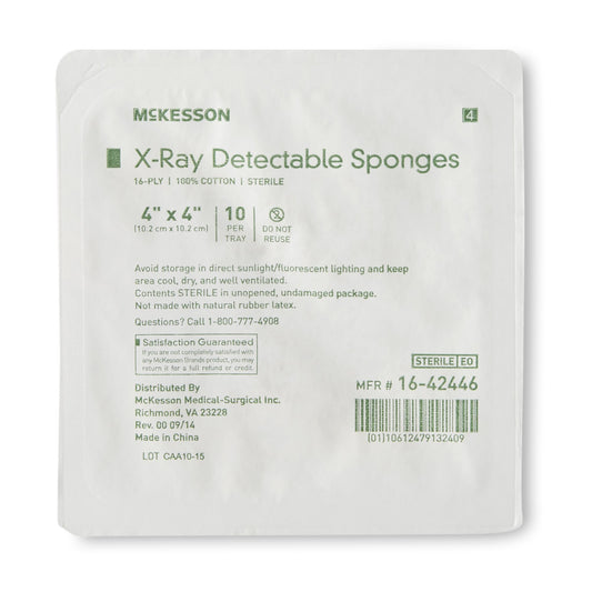 McKesson Brand McKesson Sterile X-ray Detectable Gauze Sponge, 4 x 4 Inch 16-42446, TR