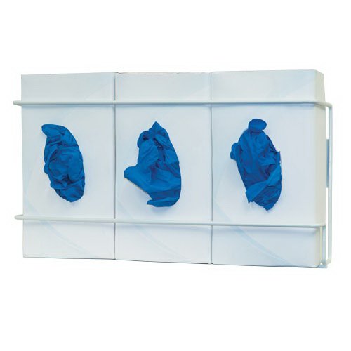 Glove Box Holder Horizontal or Vertical Mounted 3-Box Capacity White 3.75 X 8.16 X 16.32 Inch Coated Wire - GL033-0613