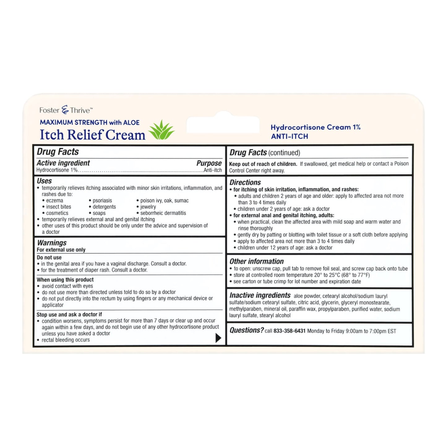 Foster & Thrive™ Hydrocortisone Cream with Aloe, 1-ounce tube 70677121601