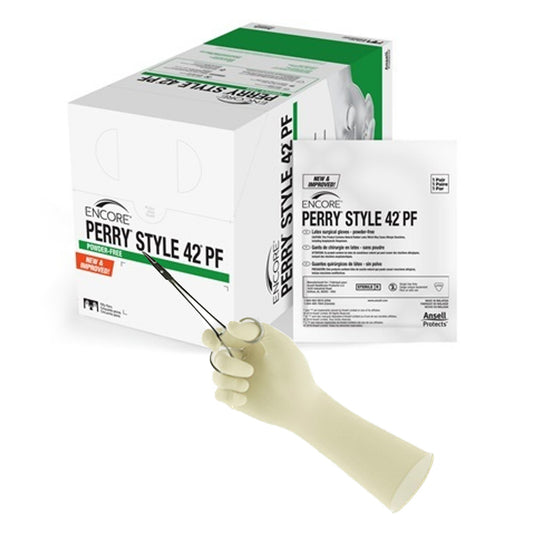 Surgical Glove ENCORE® Perry® Style 42® PF Size 7 Sterile Latex Standard Cuff Length Micro-Textured Natural Chemo Tested - 5711103PF