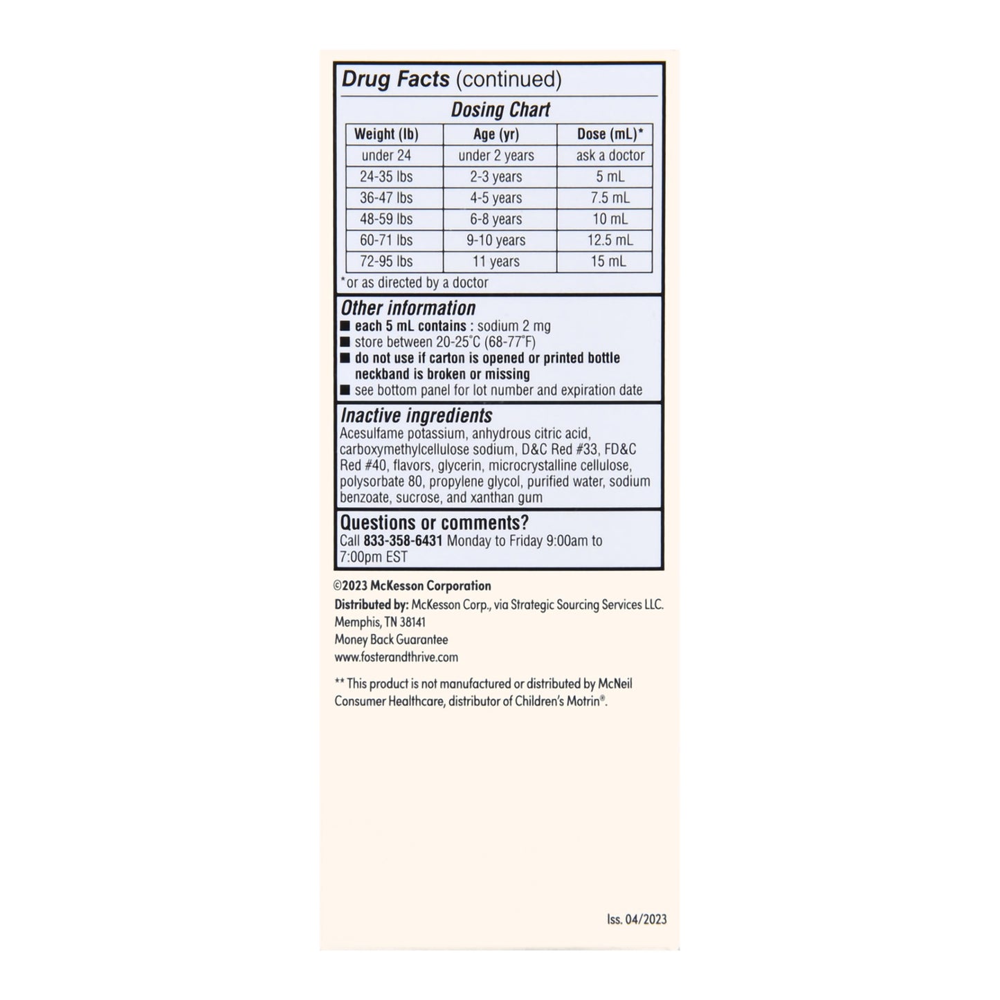 Foster & Thrive™ Ibuprofen Children's Pain Relief, Bubblegum Flavor 70677111701