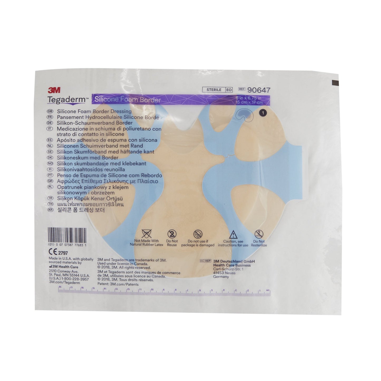 3M™ Tegaderm™ Silicone Foam Dressing, 6 x 6-3/4 Inch Sacral 90647