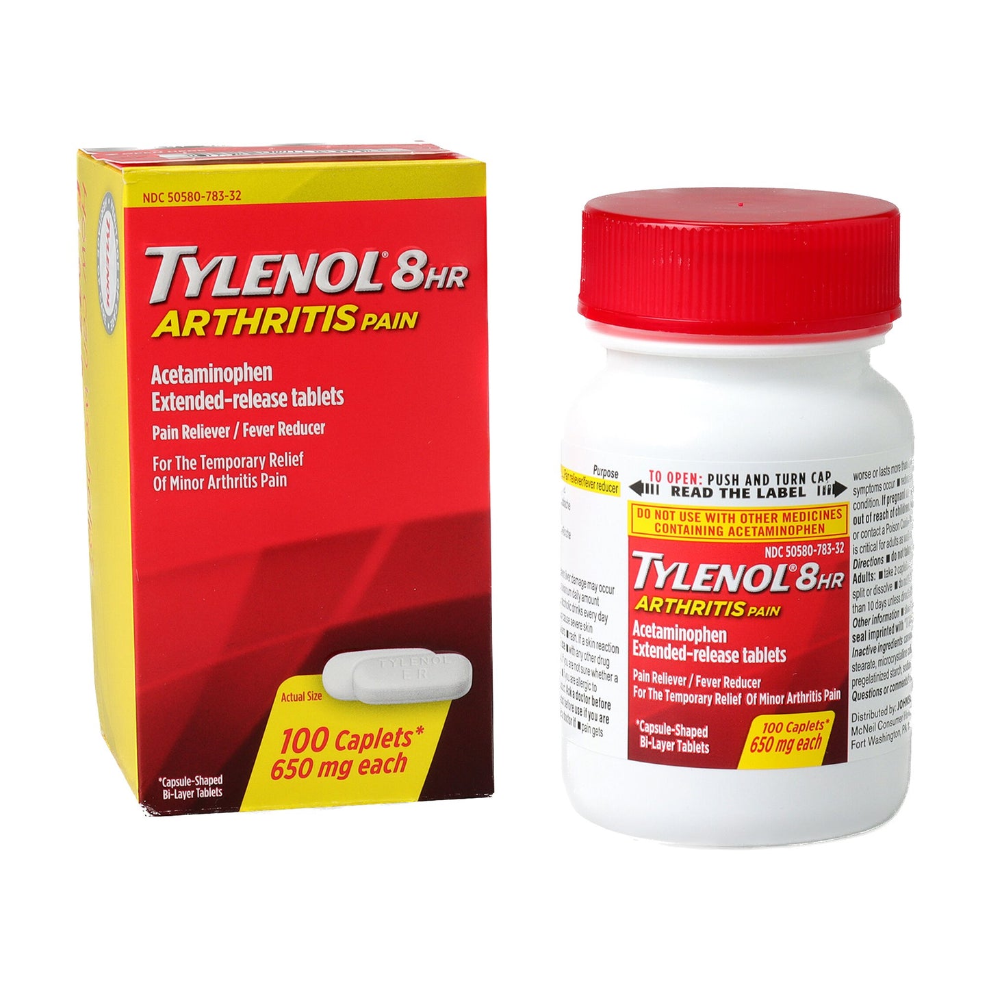 Pain Relief Tylenol® Arthritis 650 mg Strength Acetaminophen Caplet 100 per Bottle - 50580078332