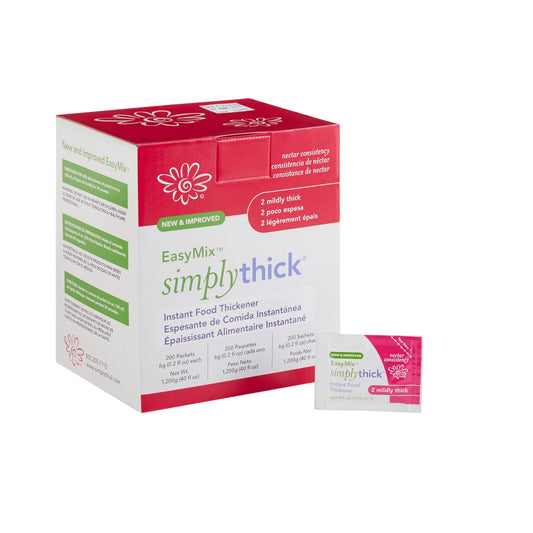 Food and Beverage Thickener SimplyThick® Easy Mix 6 Gram Individual Packet Unflavored Gel IDDSI Level 2 Mildly Thick - STIND200L2