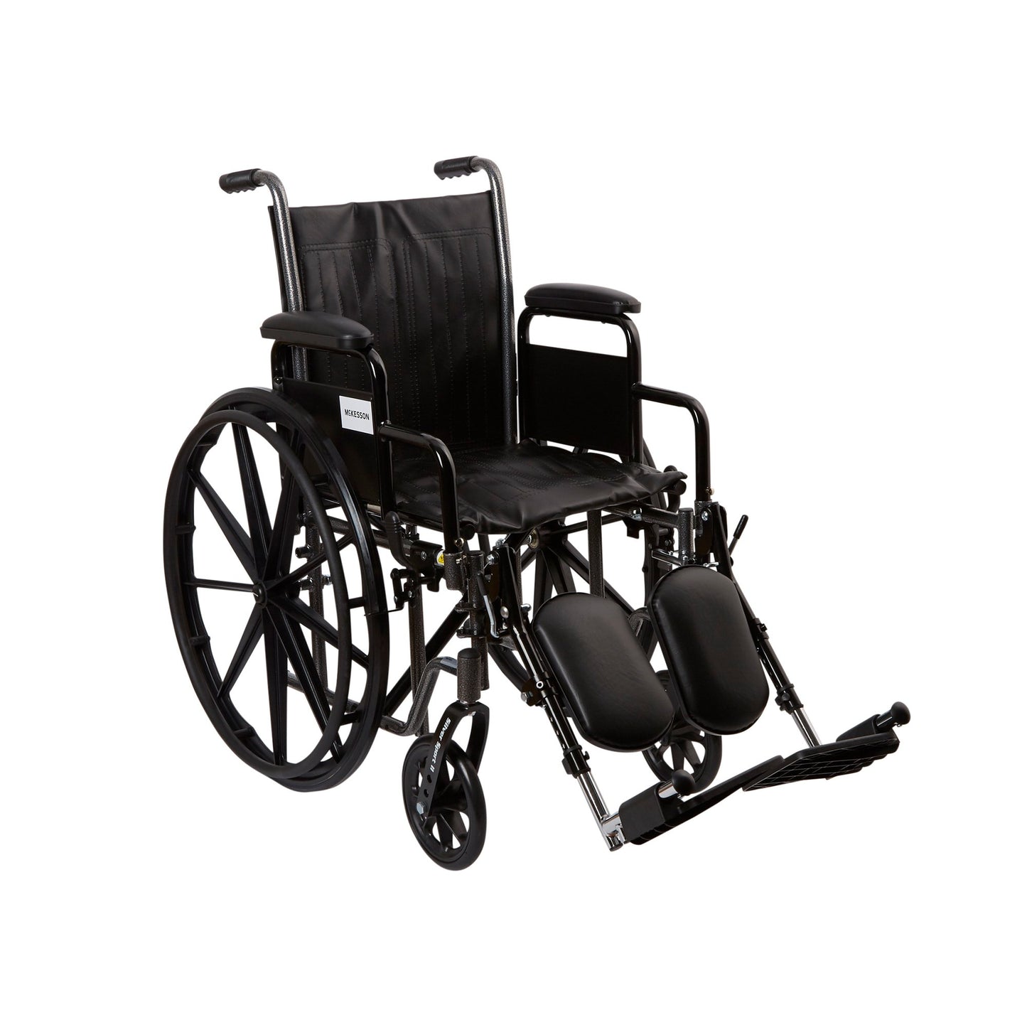 Wheelchair McKesson Dual Axle Desk Length Arm Swing-Away Elevating Legrest Black Upholstery 16 Inch Seat Width Adult 250 lbs. Weight Capacity - 146-SS