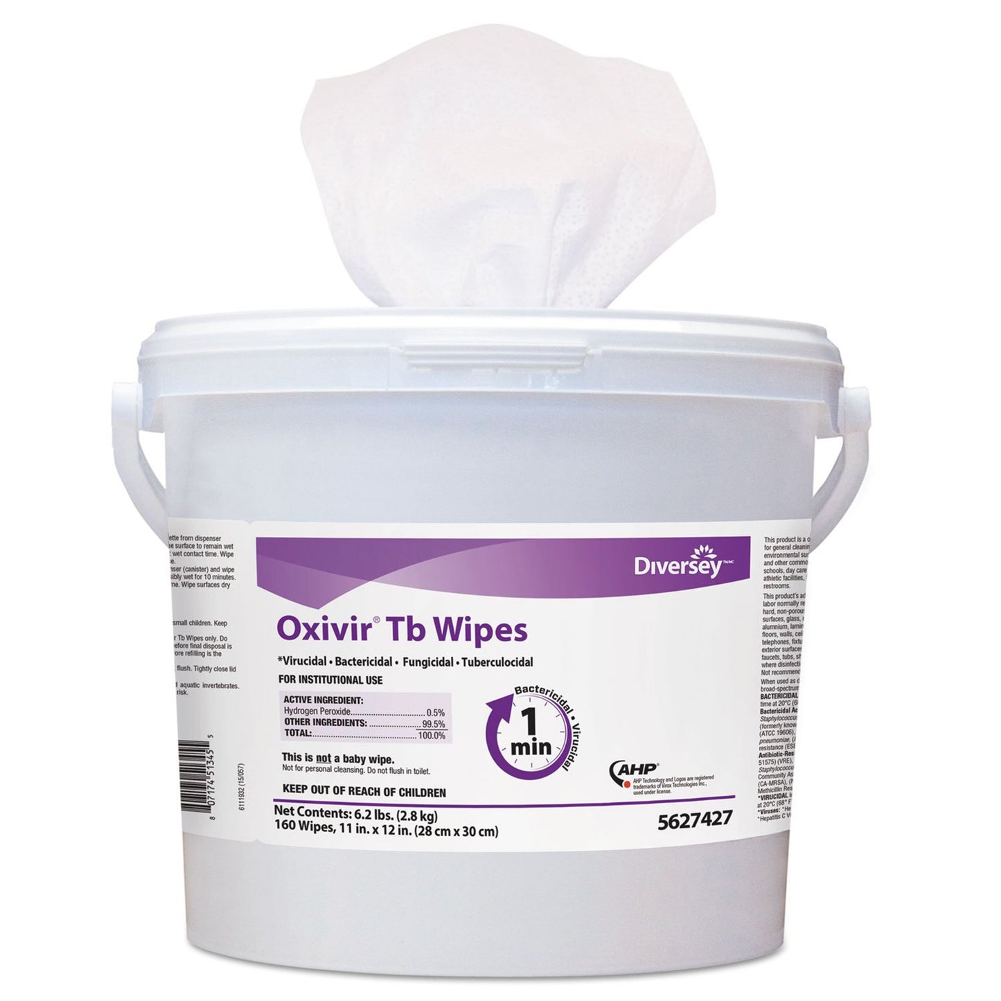 Diversey™ Oxivir® Tb Surface Disinfectant Cleaner Premoistened Alcohol Based Manual Pull Wipe 160 Count Canister Cherry Almond Scent NonSterile - DVO5