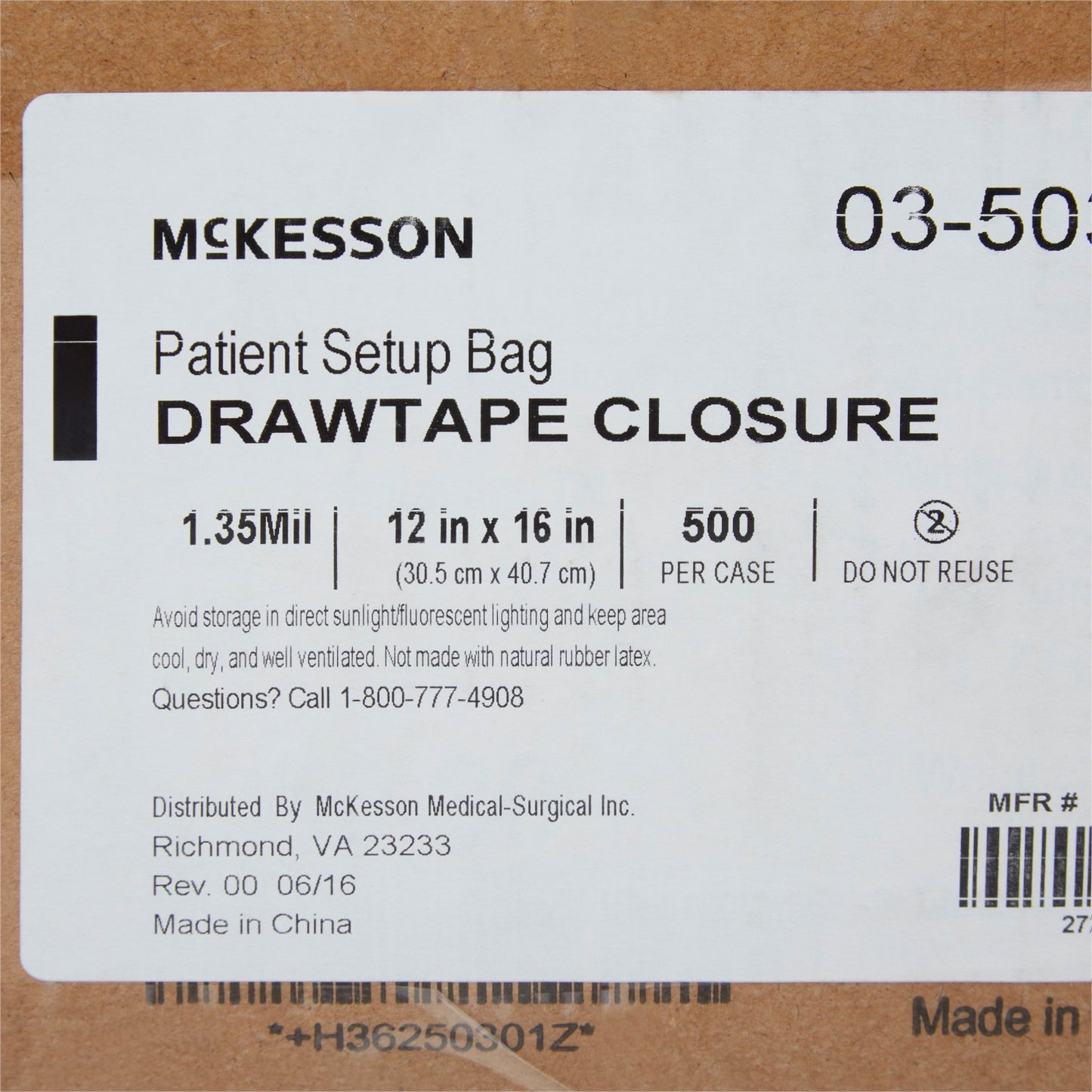 McKesson PULL-TITE™ Patient Set-Up Bag 03-5030