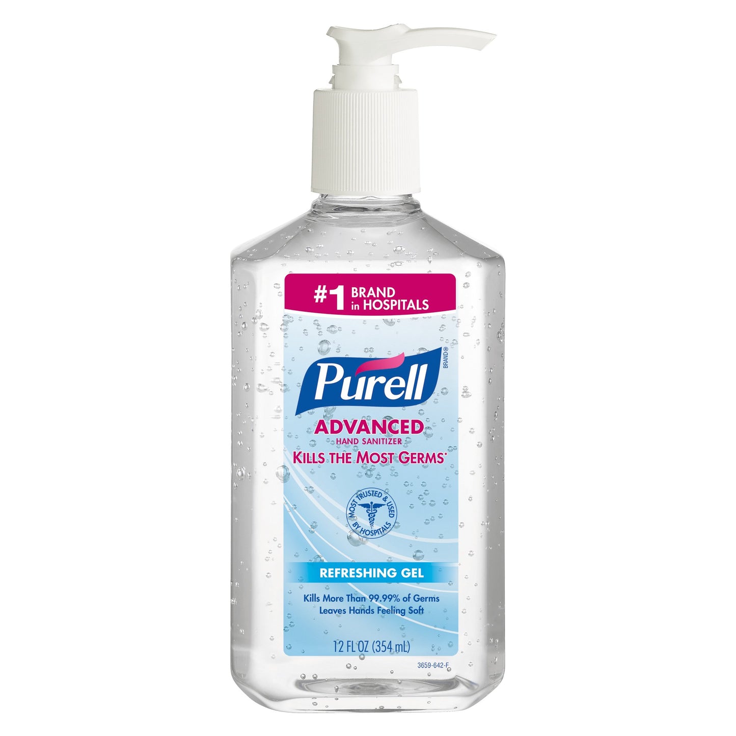Purell Advanced Hand Sanitizer 12 Oz. Ethyl Alcohol Gel Table Top Pump Bottle 3659-12