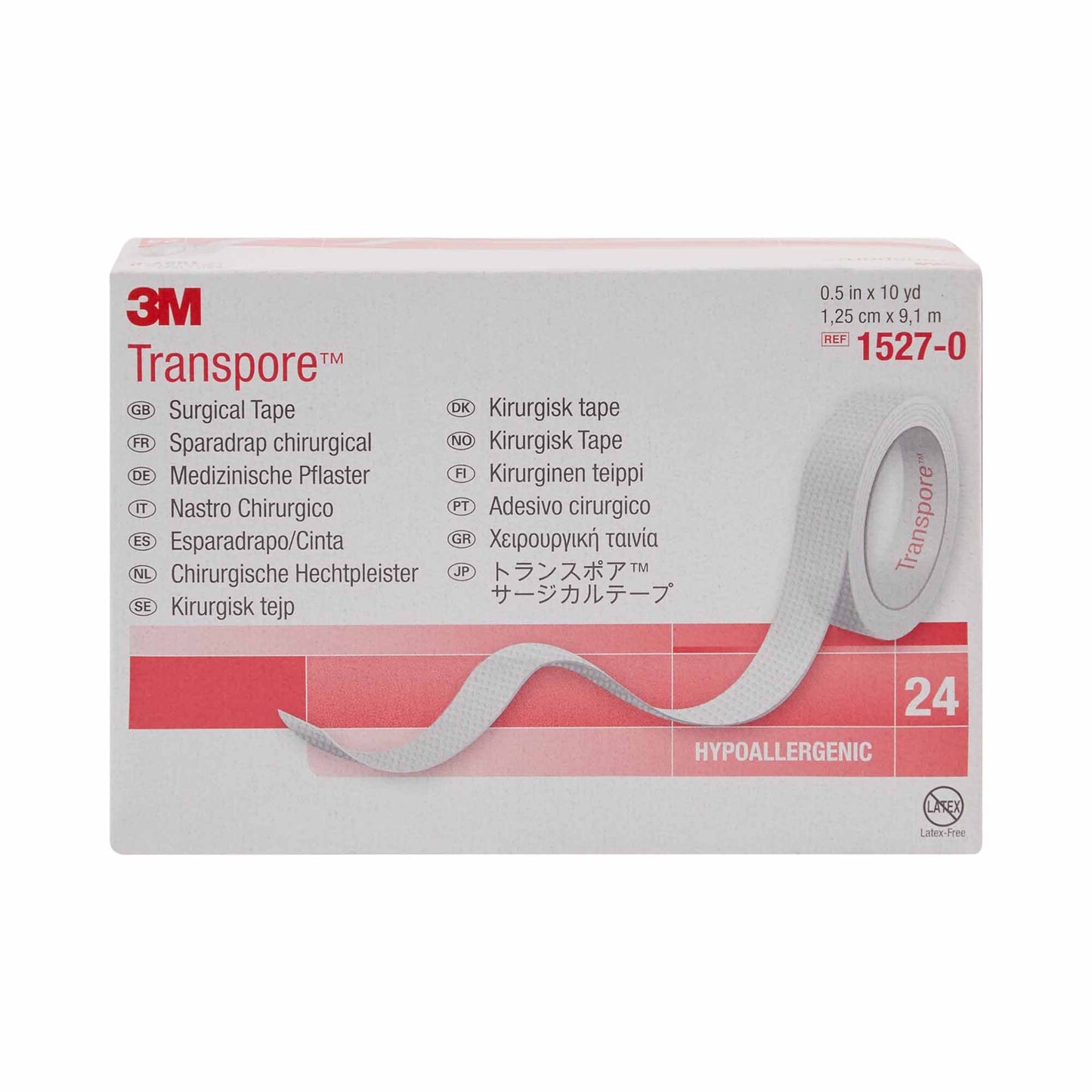 3M™ Transpore™ Plastic Medical Tape, 1/2 Inch x 10 Yard, Transparent 1527-0