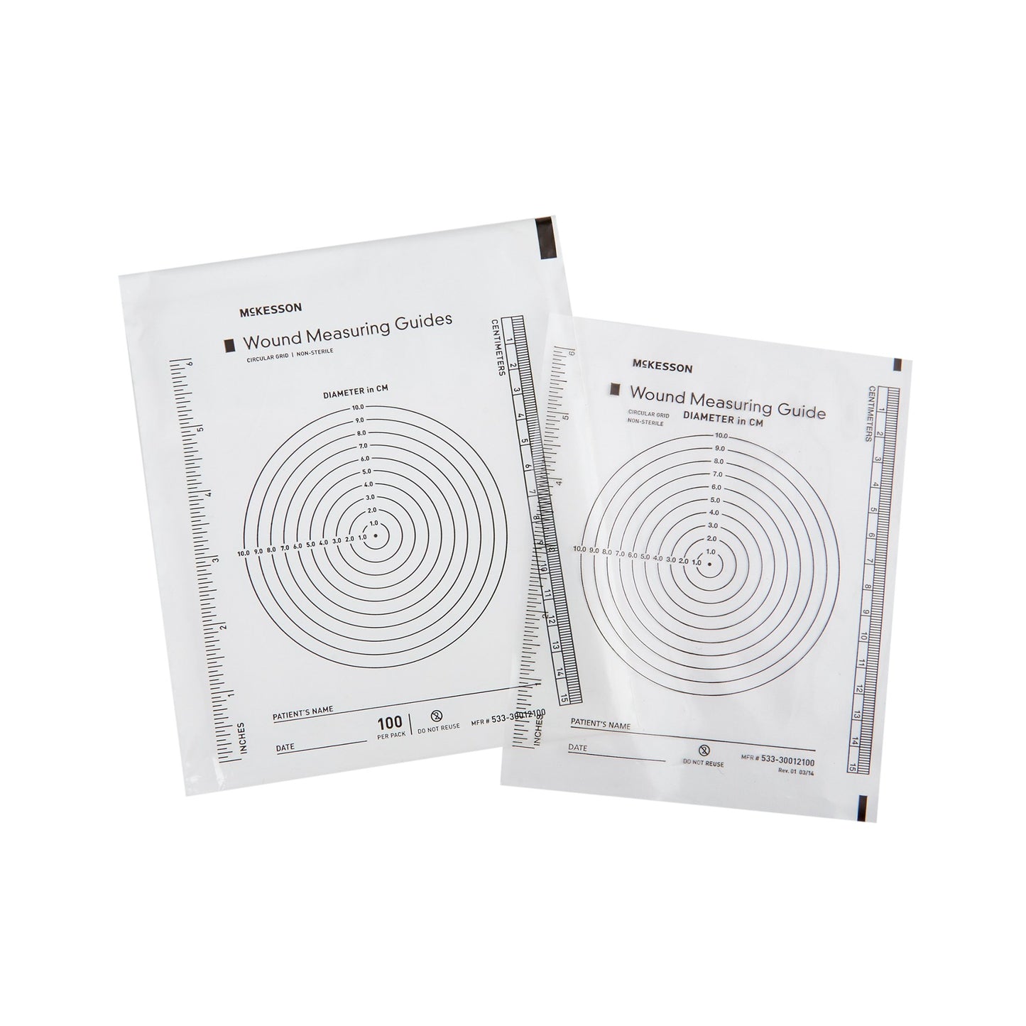 McKesson Plastic Wound Measuring Guide, 5 x 7 Inch 533-30012100