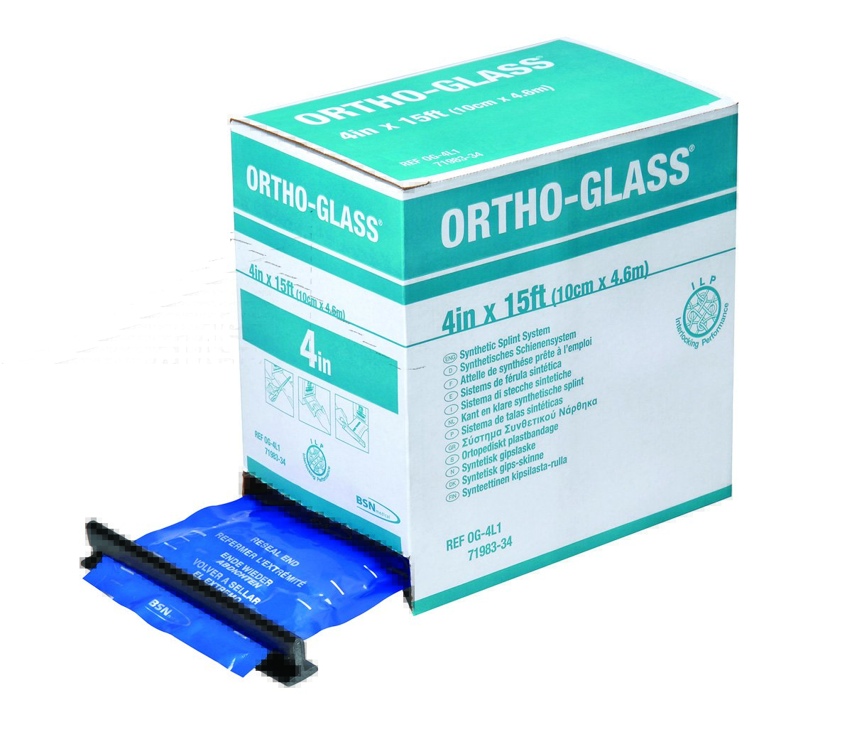 Padded Precut Splint ORTHO-GLASS® 3 X 12 Inch Fiberglass White OG-3PC