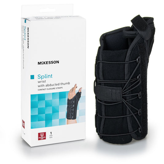 Wrist Brace with Thumb Spica McKesson Left Hand Black One Size Fits Most - 155-81-87490