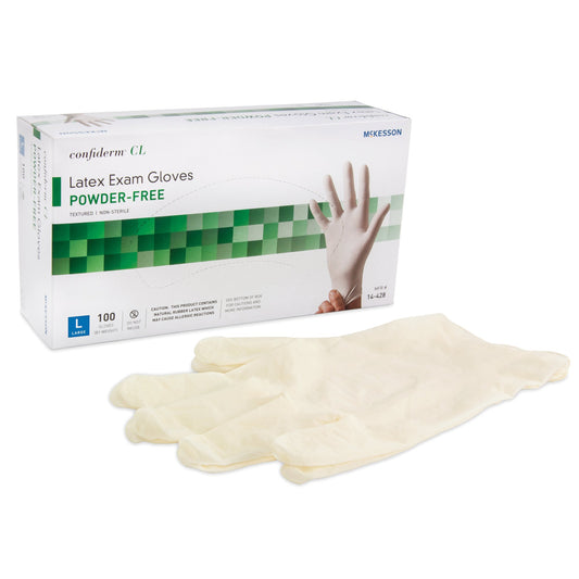 Exam Glove McKesson Confiderm® Large NonSterile Latex Standard Cuff Length Textured Fingertips Ivory Not Rated - 14-428