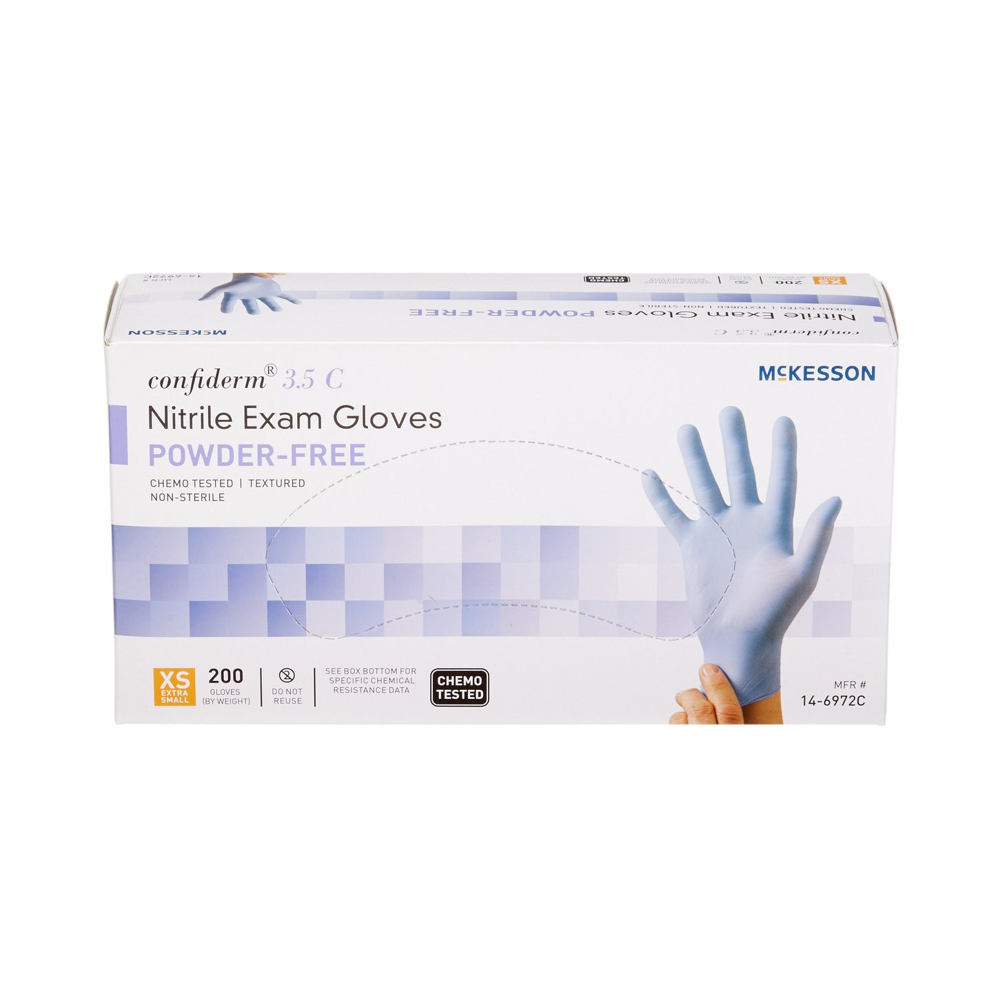 McKesson Confiderm® 3.5C Nitrile Exam Glove, Extra Small, Blue 14-6972C