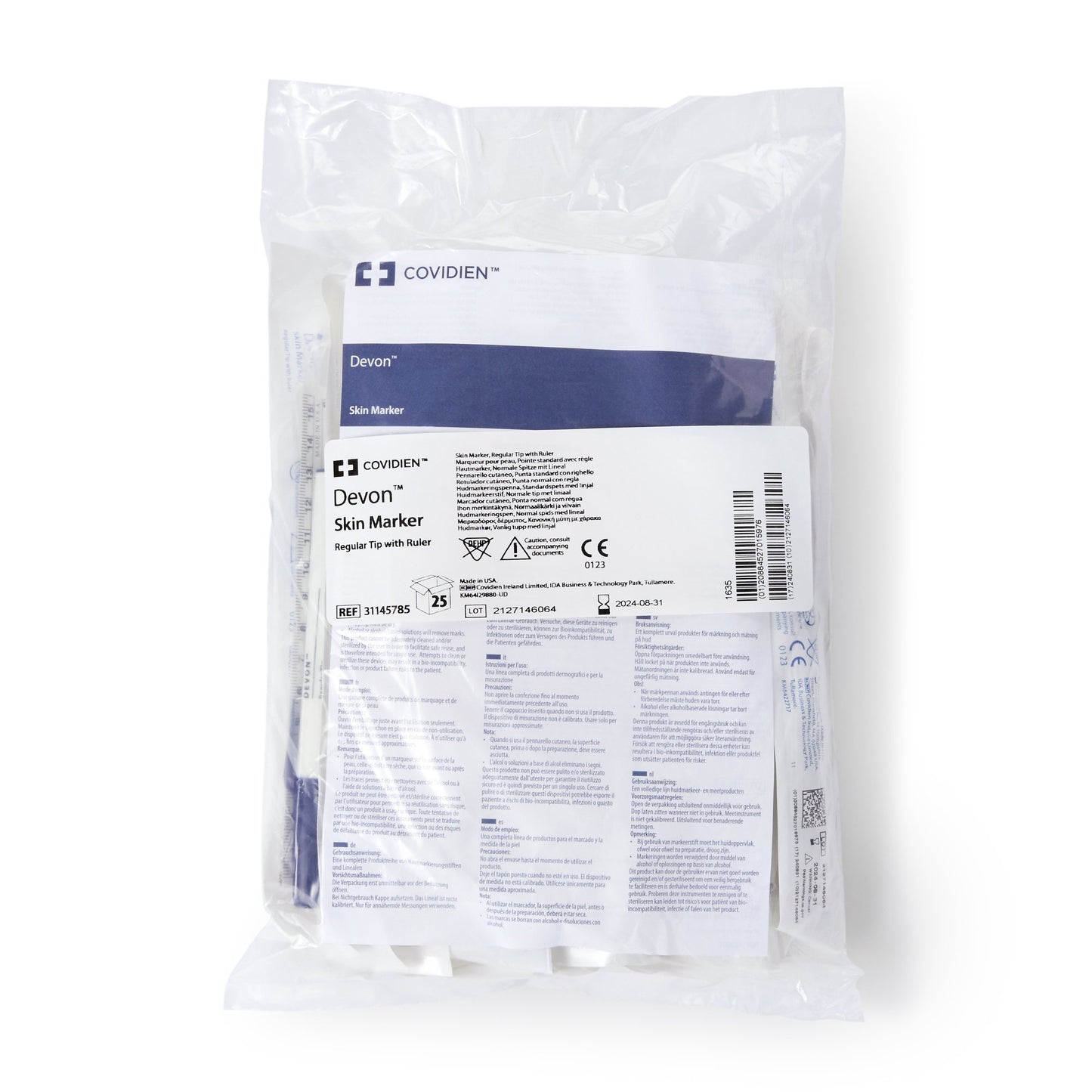 Skin Marker with Ruler Devon™ Gentian Violet Ink Sterile Full Size Regular Tip - 31145785