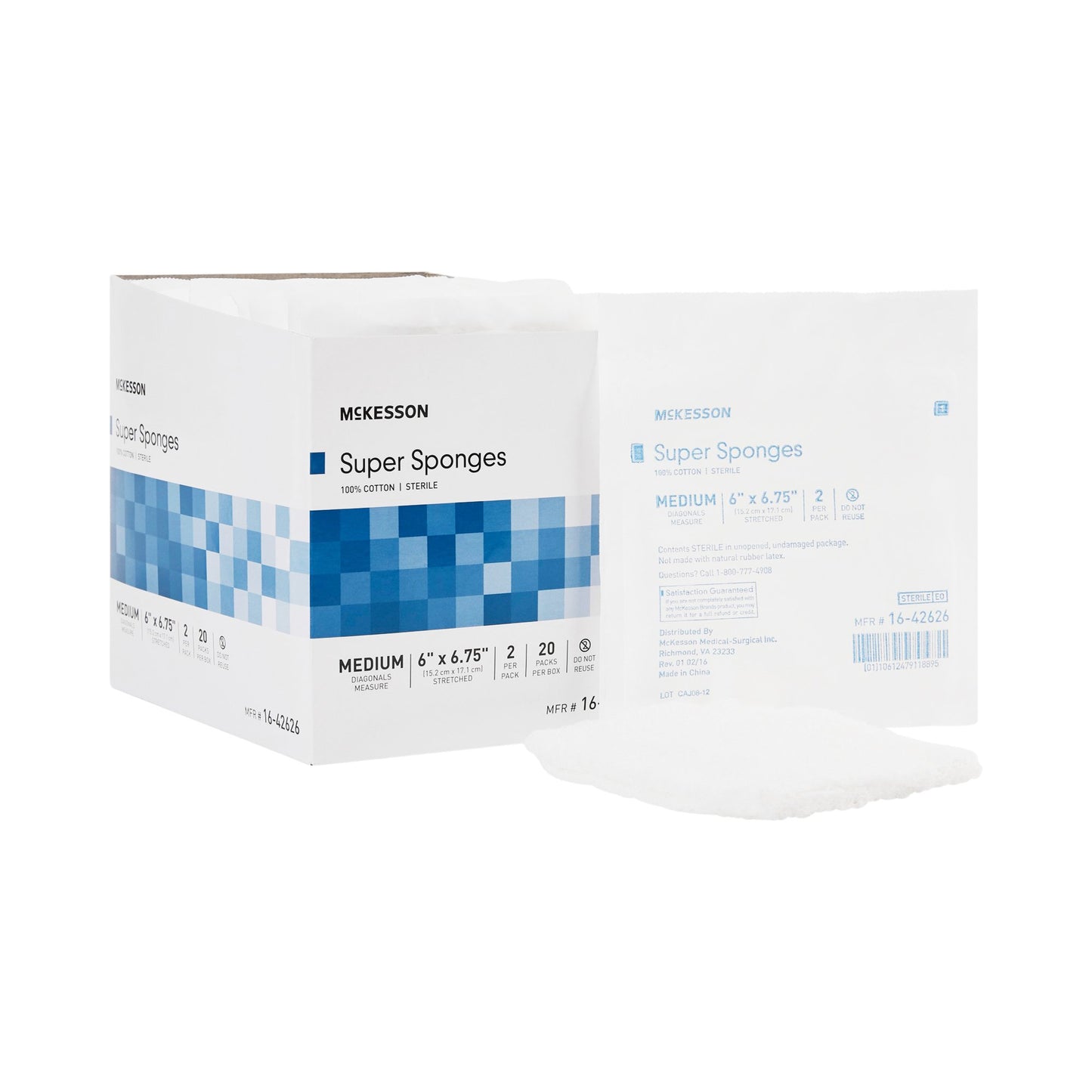 Fluff Dressing McKesson 6 X 6-3/4 Inch Sterile 2 per Pack - 16-42626