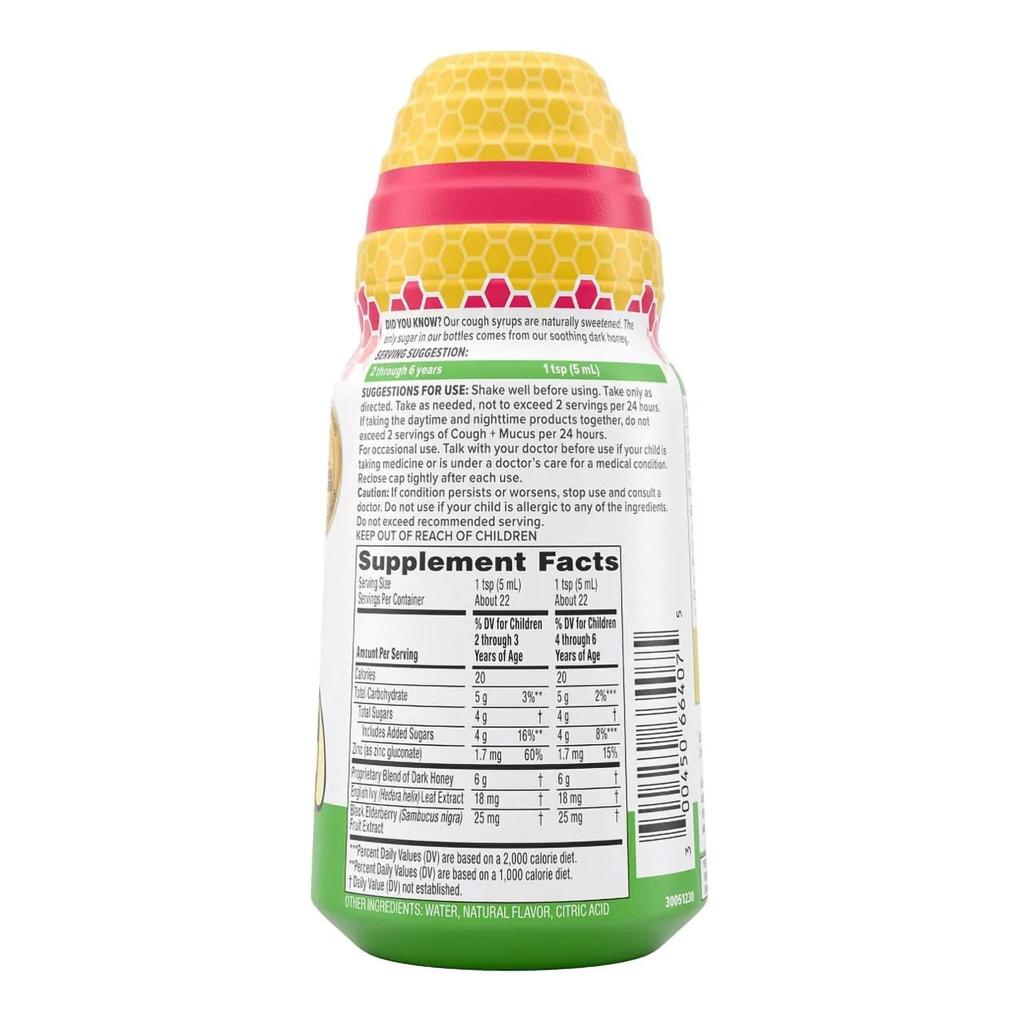 Zarbee's Children's Daytime Cough Syrup + Mucus, Mixed Berry, 4-ounce bottle 30045066407