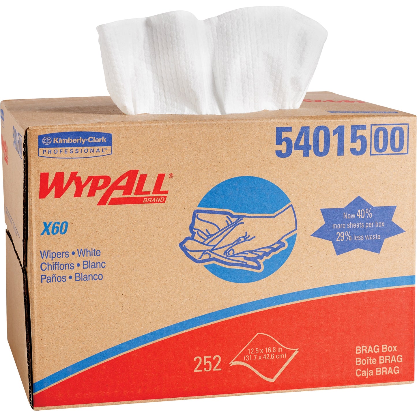 Task Wipe WypAll® X60 252 Count Dispenser Box 12-1/2 X 16-4/5 Inch NonSterile Disposable - 54015