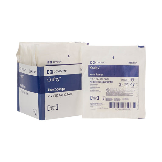 Cellulose Filled Nonwoven Sponge Curity™ 3 X 4 Inch 4-Ply Sterile 2 per Pack - 3157