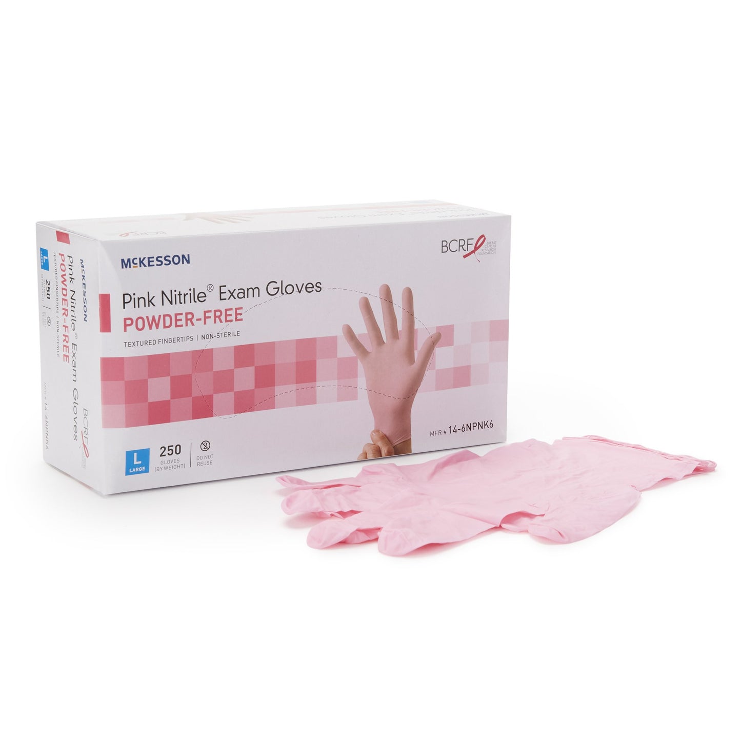 McKesson Pink Nitrile® Nitrile Exam Glove, Large, Pink 14-6NPNK6