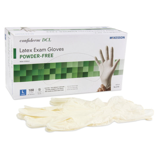 McKesson Brand McKesson Confiderm Latex Exam Glove, Large, Ivory 14-318, Case of 1000