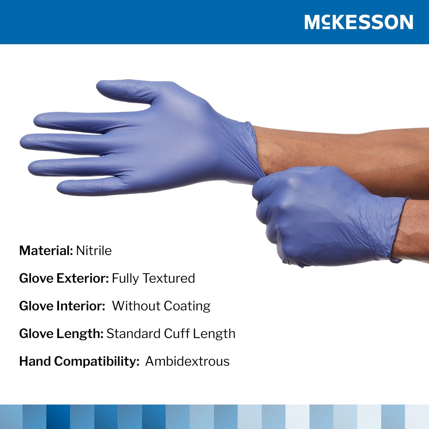 McKesson Confiderm® LDC Nitrile Exam Glove, Small, Blue 14-6N42C