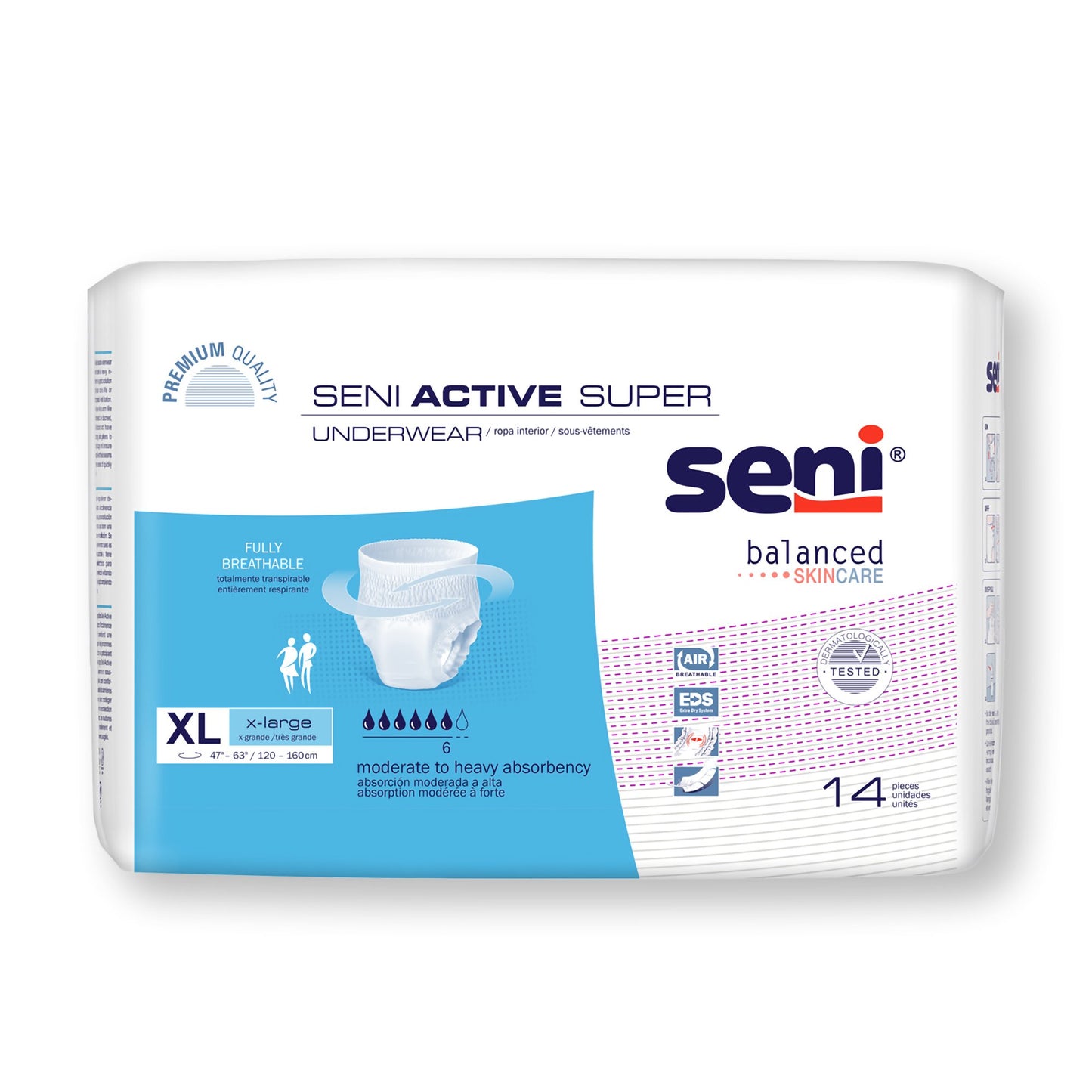 Seni® Active Super Moderate to Heavy Absorbent Underwear, Extra Large S-XL14-AS1