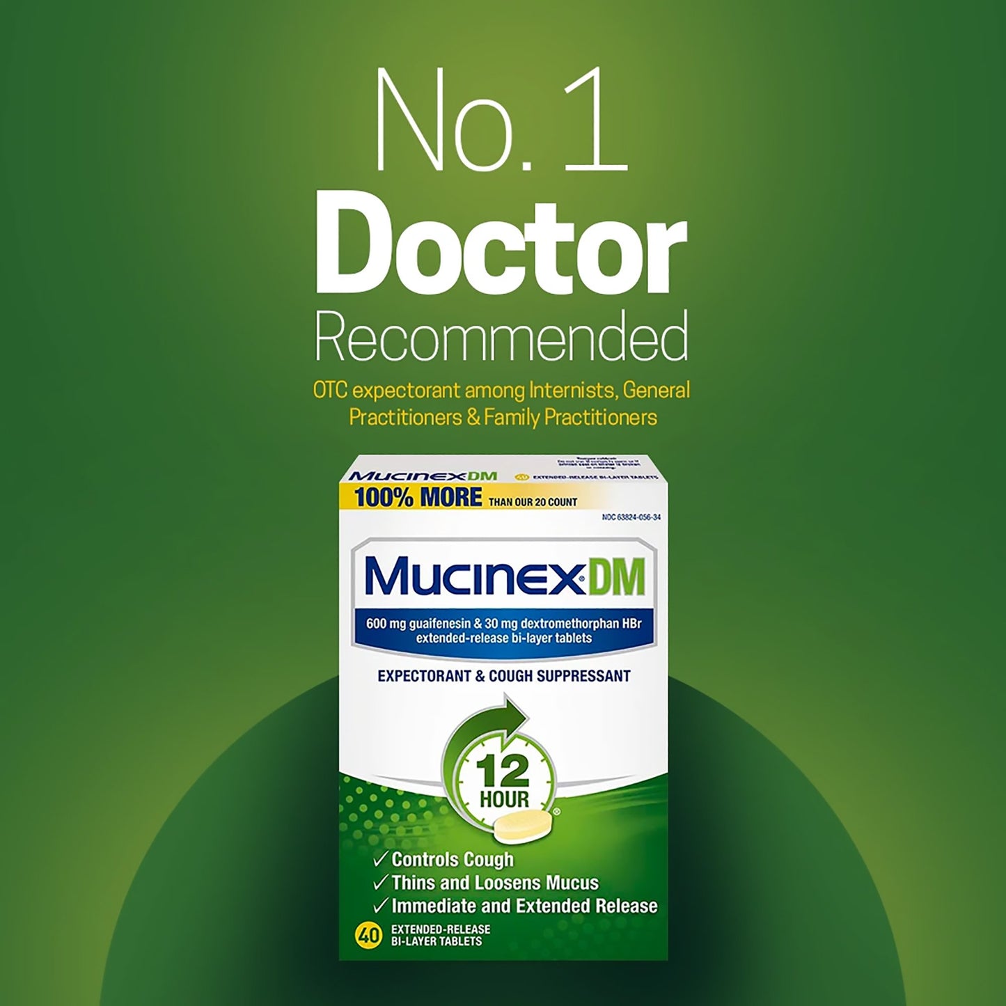 Mucinex® DM Guaifenesin / Dextromethorphan Cold and Cough Relief 63824005634