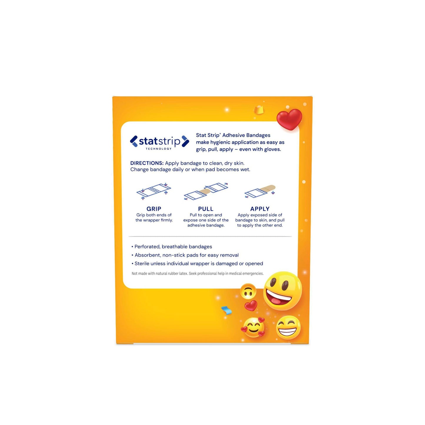 American® White Cross First Aid Emojis Kid Design Adhesive Strip, ¾ x 3 Inch 15606