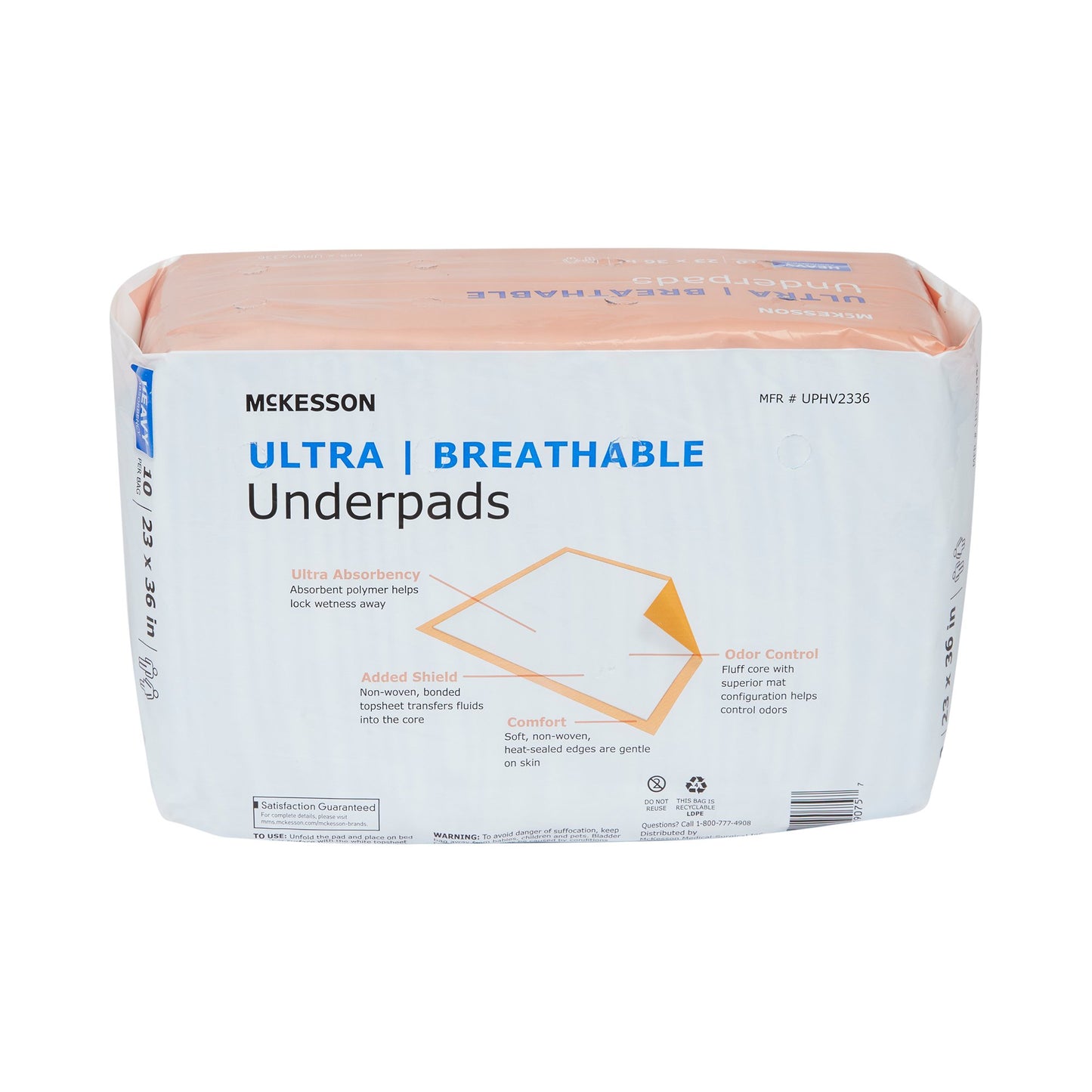 McKesson Ultra Breathable Heavy Absorbency Low Air Loss Underpad, 23 x 36 Inch UPHV2336