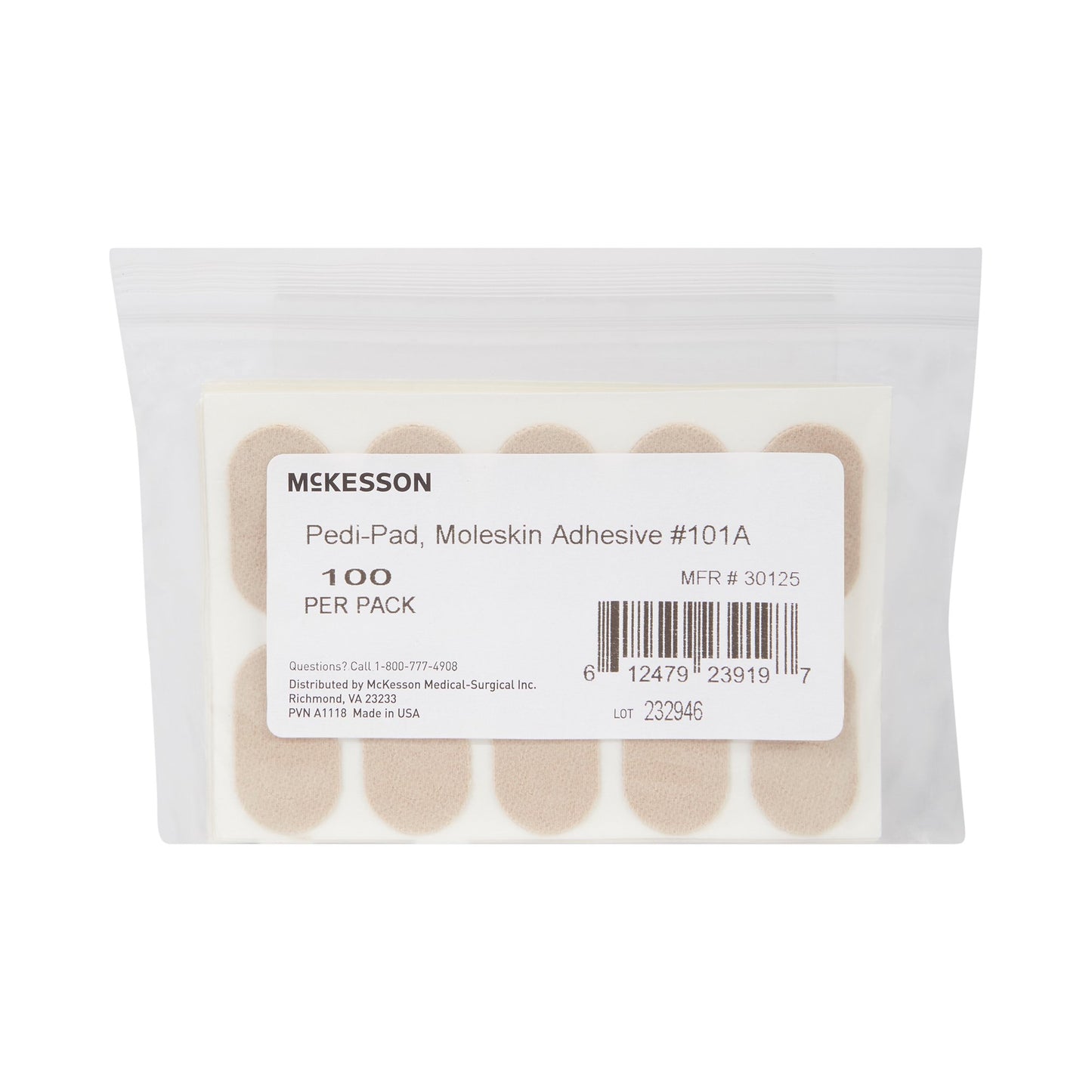 Protective Pad McKesson Pedi-Pad Size 101-A Adhesive Foot - 30125