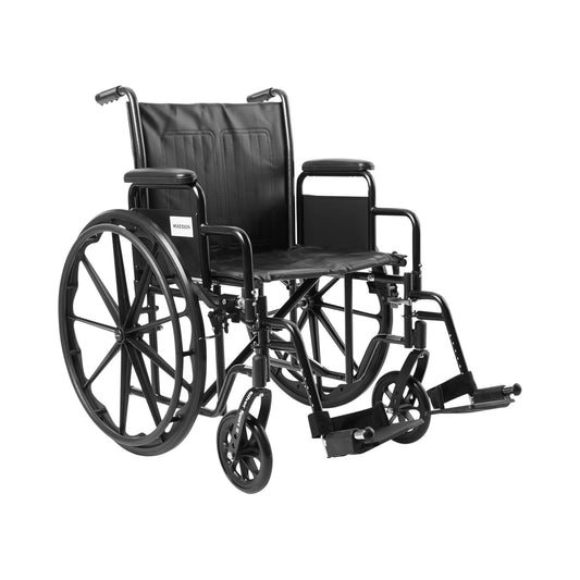 Wheelchair McKesson Dual Axle Desk Length Arm Swing-Away Footrest Black Upholstery 20 Inch Seat Width Adult 350 lbs. Weight Capacity - 146-SSP220DDA-S