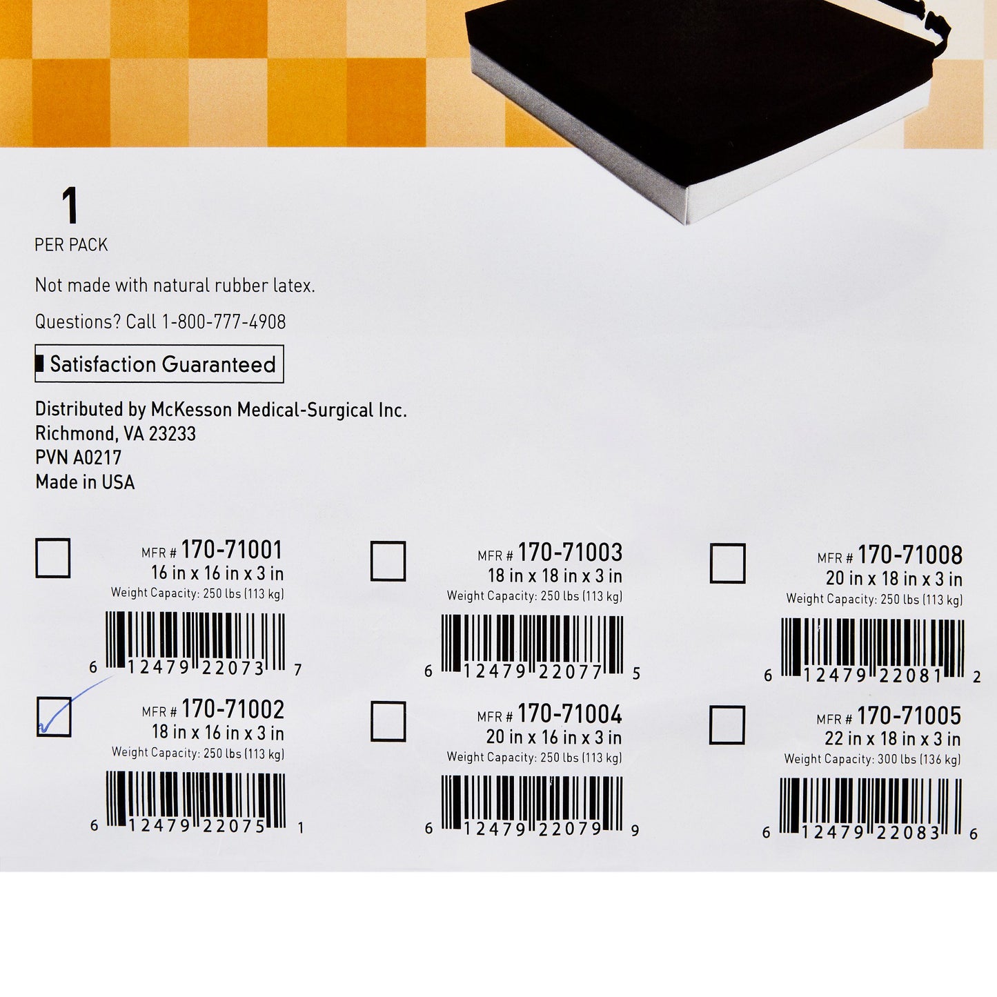 McKesson Foam Seat Cushion, 18 x 16 x 3 Inch 170-71002