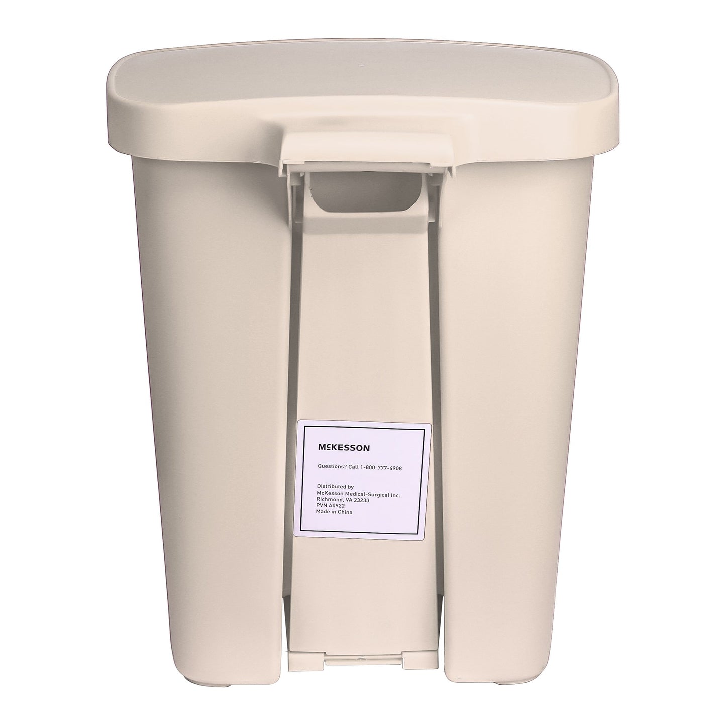 McKesson Waste Can with Step-On Pedal, Plastic, Beige, 15.16 x 14.37 x 18.9 Inch 16-25271