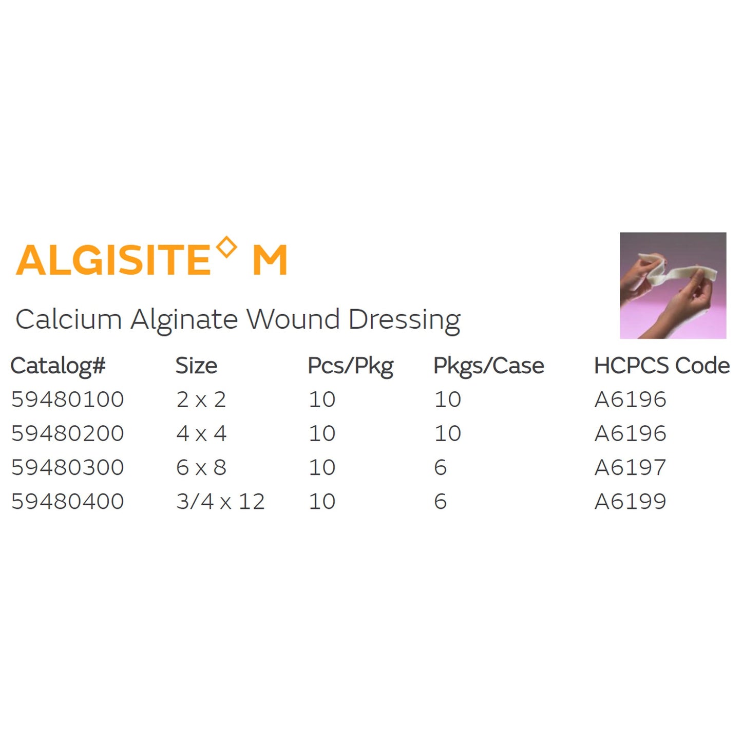 AlgiSite M Alginate Dressing, 4 x 4 Inch 59480200