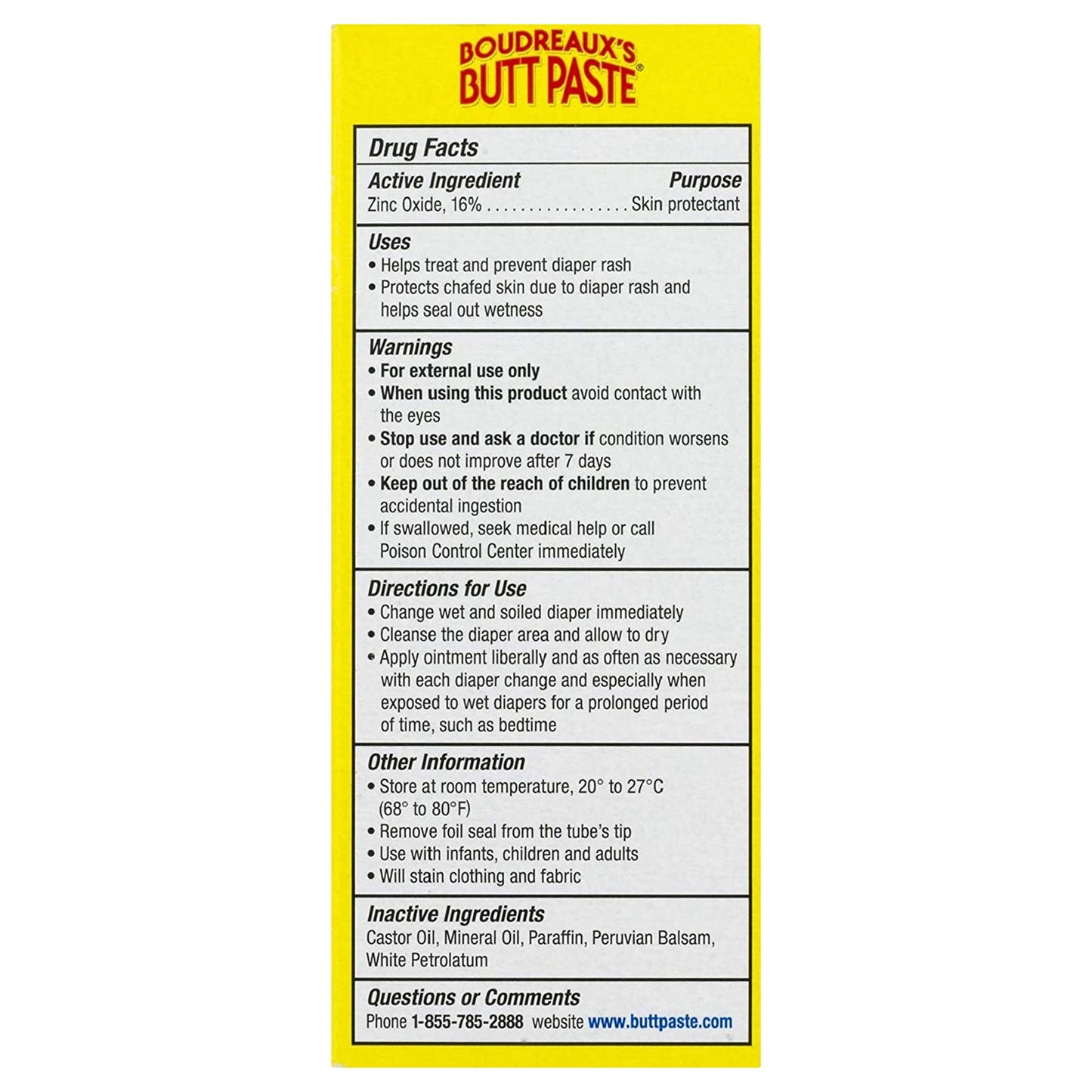 Boudreaux's Original Butt Paste Diaper Rash Treatment, Scented, 2-ounce tube 62103033302