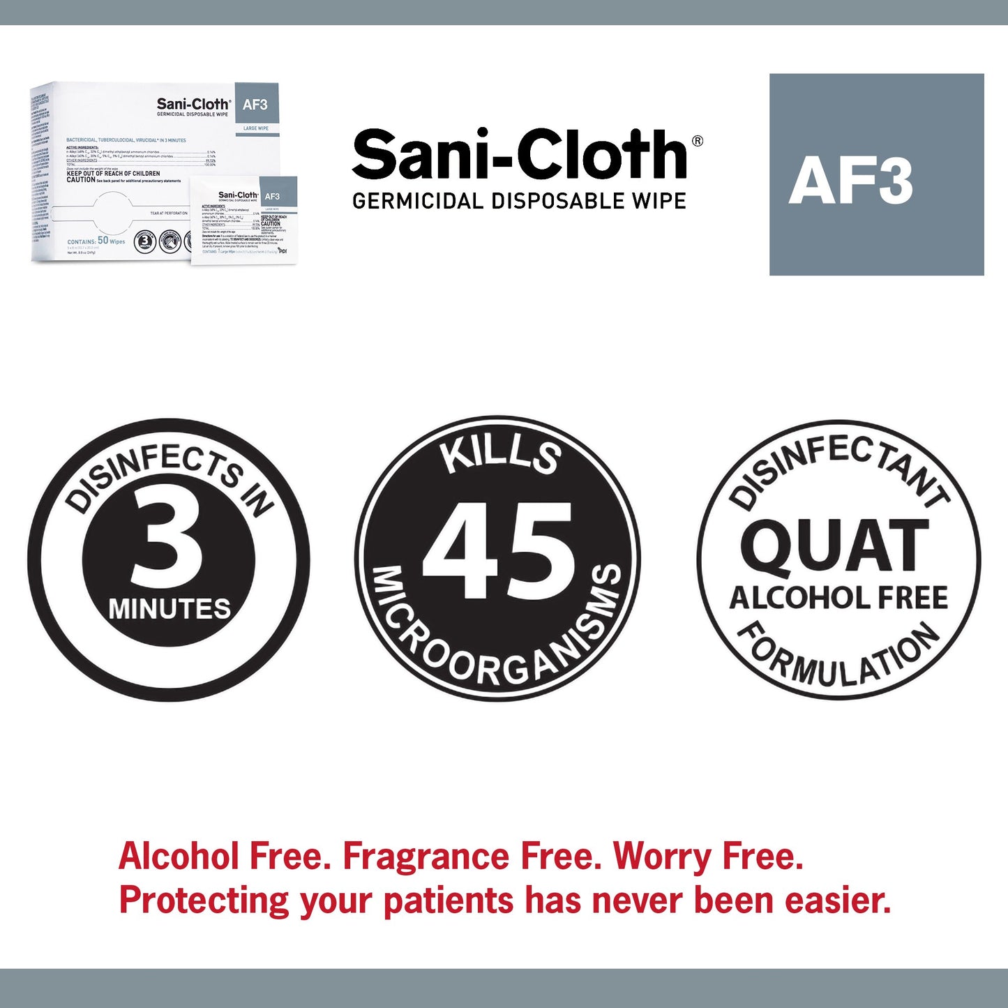 Sani-Cloth® AF3 Germicidal Large Disinfectant Wipes, Individual Packet, 50 ct. H59200