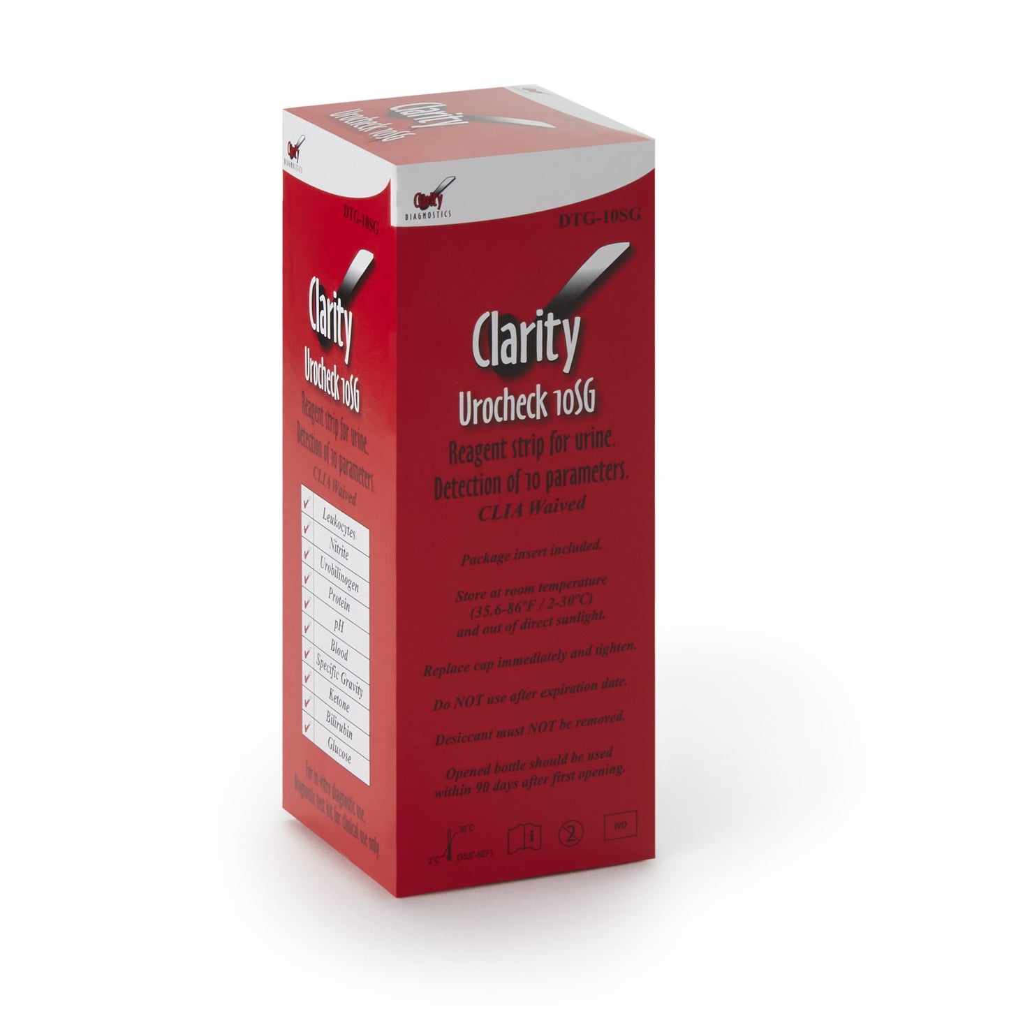 Clarity® Urocheck 10SG Urine Reagent Strips, General Chemistry tests DTG-10SG