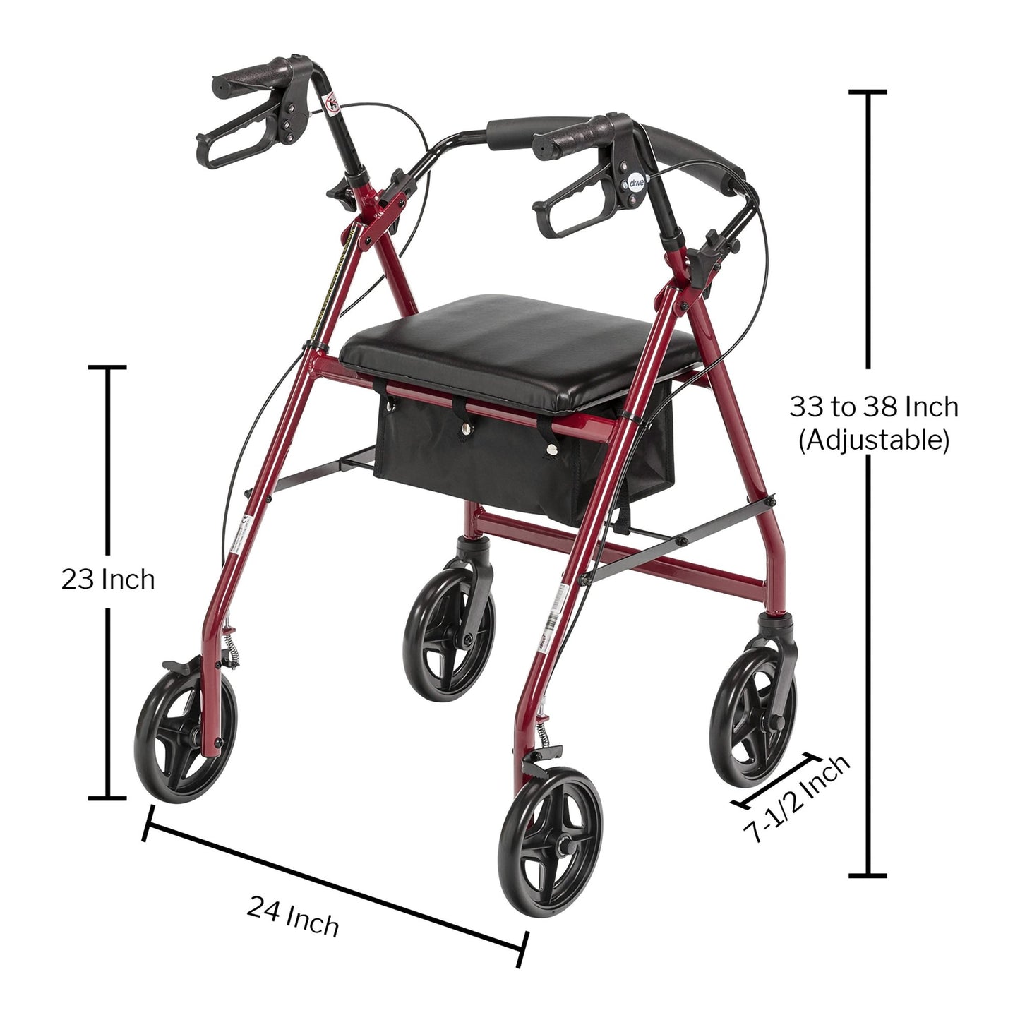McKesson Red Four-Wheel Rollator 146-R728RD
