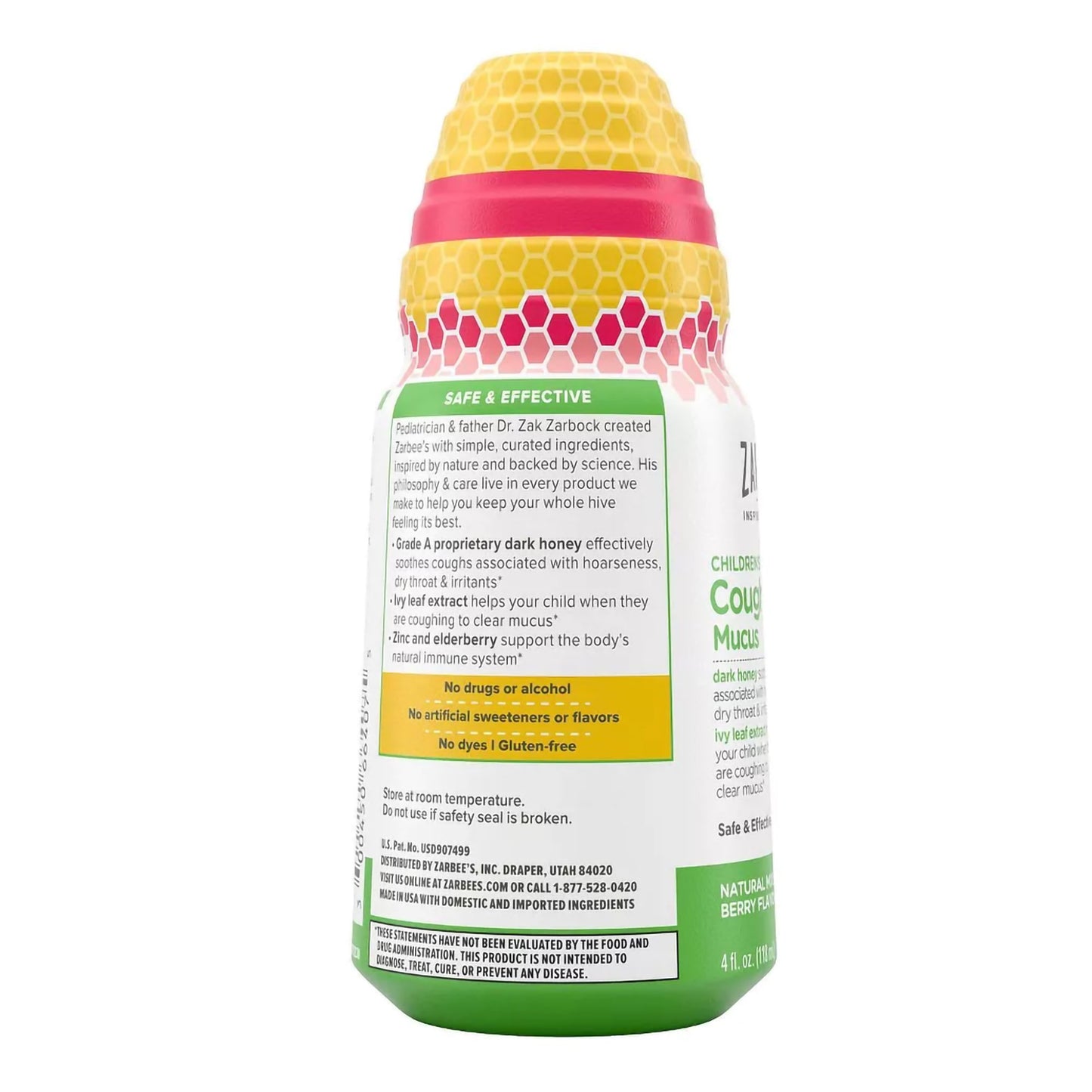 Zarbee's Children's Daytime Cough Syrup + Mucus, Mixed Berry, 4-ounce bottle 30045066407