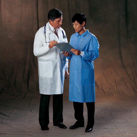 Lab Coat Basic White X-Large Knee Length 3-Layer SMS Disposable - 10123