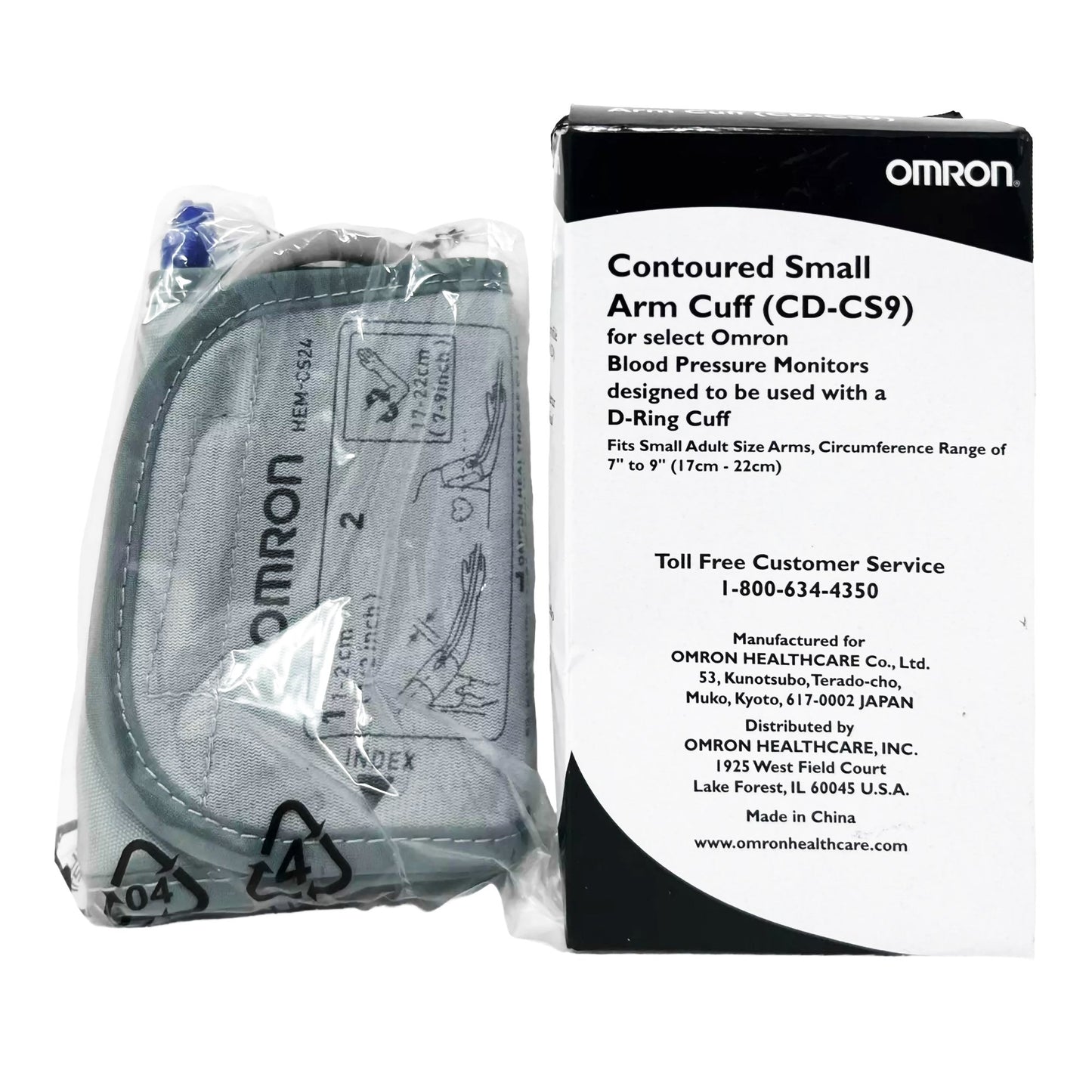Reusable Blood Pressure Cuff Omron® 17 to 22.8 cm Arm Nylon Cuff Small Cuff - CD-CS9