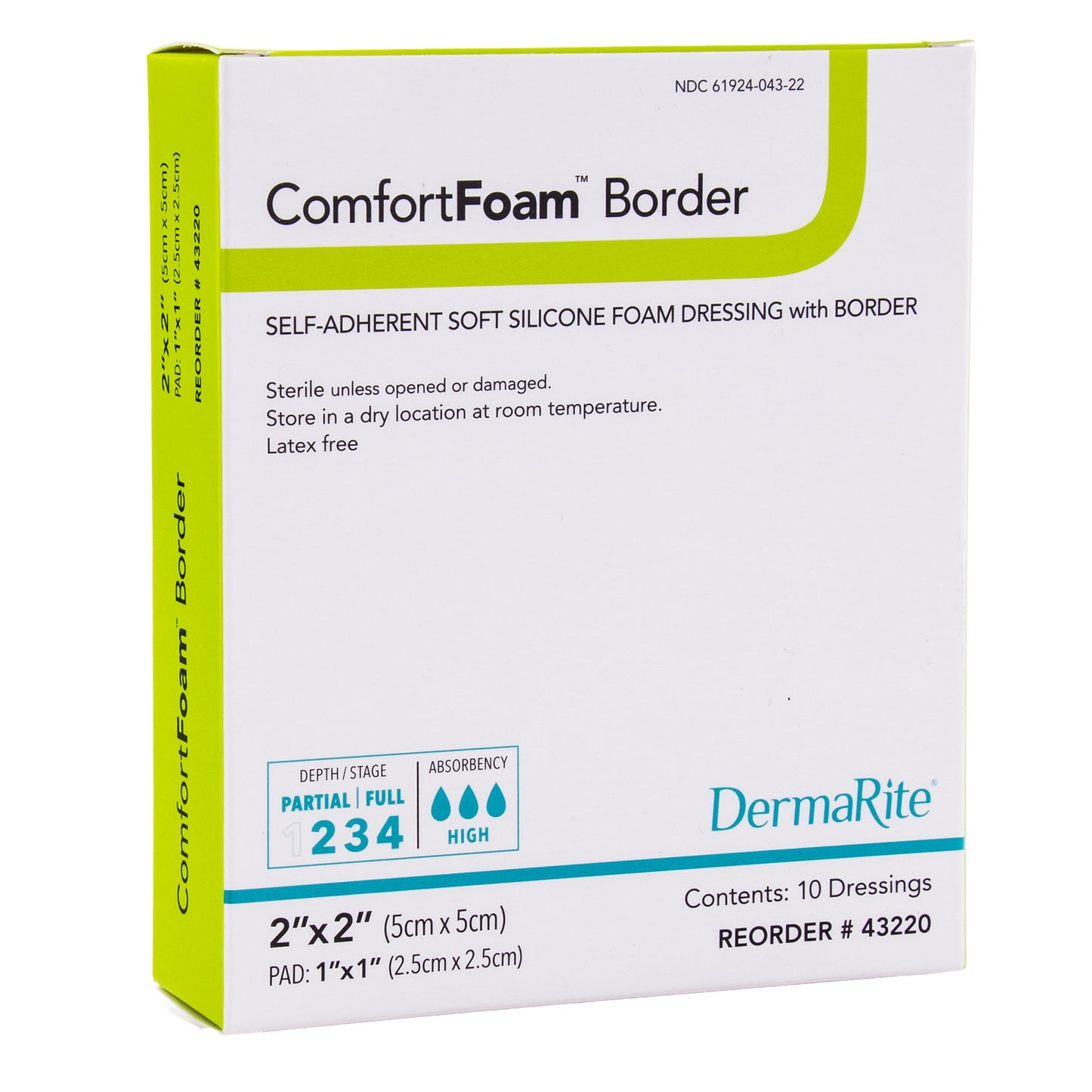 ComfortFoam™ Border Self-Adherent Soft Silicone Foam Dressing, 5 x 5 Centimeter 43220